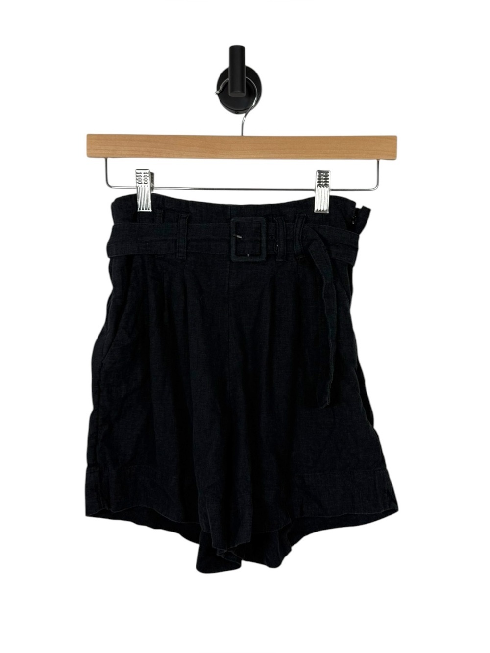 Abercrombie & Fitch Linen Blend Belted Shorts Black Size XS